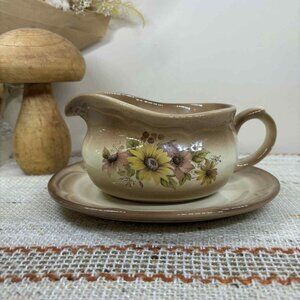 Indian Summer Gravy Boat Set, Artisan Gravy Boat, Floral Gravy Boat | Canadian